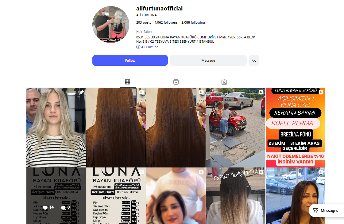 سالن زیبایی علی بی در غرب استانبول